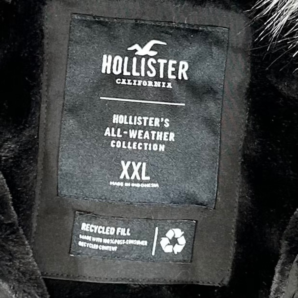 Hollister All-Weather Collection Faux Fur Lined Parka Jacket Black XXL - Picture 3 of 10